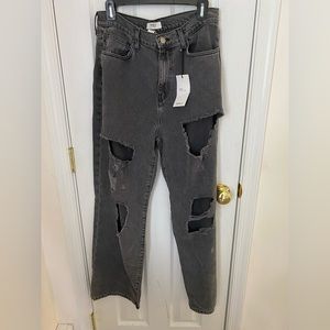 Forever 21 Black Ripped Boyfriend Jeans